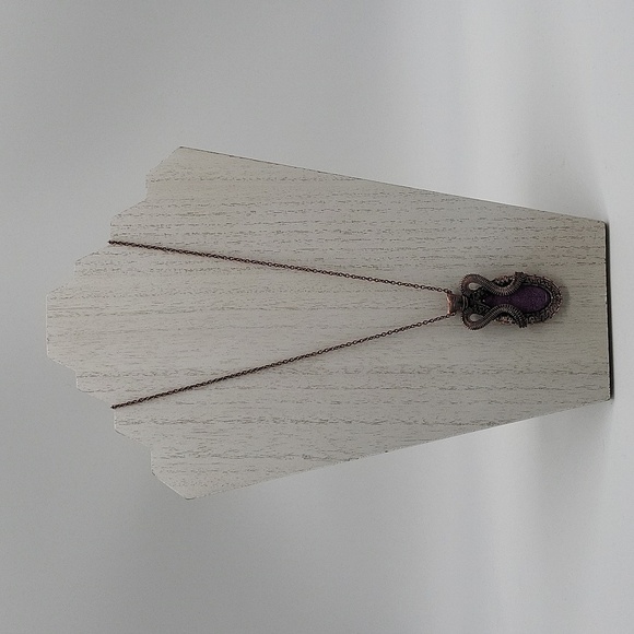 999- Purpurite Natural Stone Wire Wrapped Handmade Pendant Necklace NWT - Picture 1 of 12